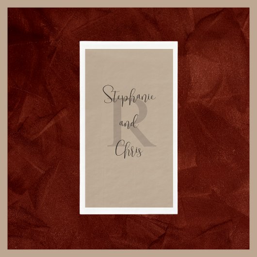 Tan und Brown Name Monogram Paper Handtuch Serviette