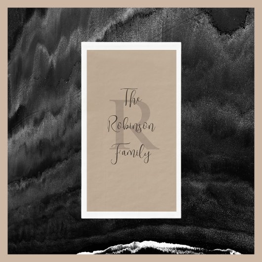 Tan und Brown Name Monogram Paper Handtuch Serviette