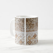 Tan und Cream Arabesque Mosaik Muster Kaffeetasse (Vorderseite Links)