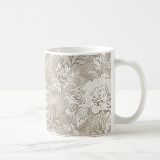 Tan und Cream Floral Kaffeetasse (Rechts)