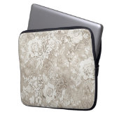 Tan und Cream Floral Laptopschutzhülle (Vorderseite Links)