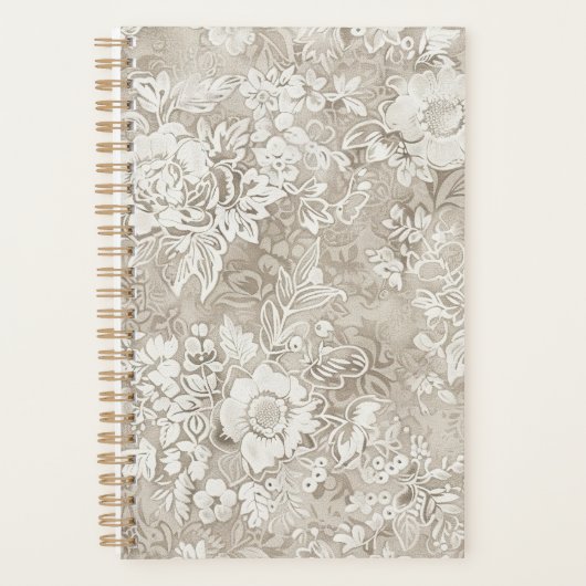 Tan und Cream Floral Planer (Vorderseite)