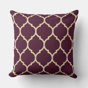 Tan und Elegan Lila Quatrefoil marokkanischer Gitt Kissen