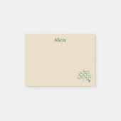 Tan und Grüne Karierte Klee Post-it Klebezettel (Vorderseite)