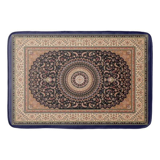 Tan und grüner persischer Teppichboden Badematte (Vorderseite)