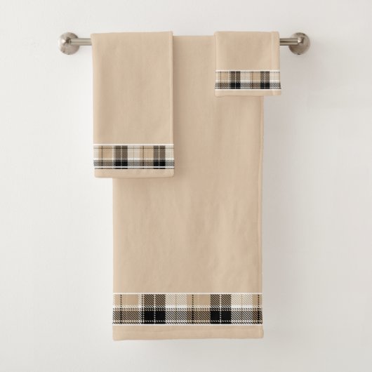 Tan und kariertes schwarzes Badetuch Set (Insitu)