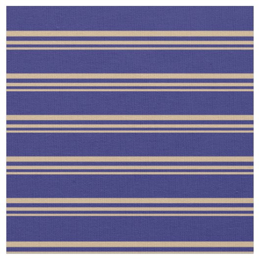 Tan und Midnight Blue Lined/Strip Muster Stoff (Nahaufnahme)