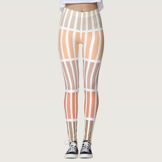 Tan und Orange Blöcke von Rechtecken Leggings (Vorderseite)