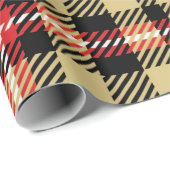 Tan und Red twill kariert Geschenkpapier (Rolleneckpunkt)