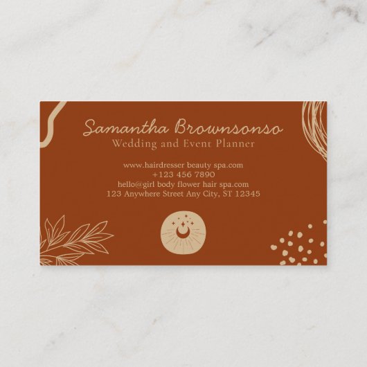 Tan und Rust Earth Tone Moon Stars Visitenkarte (Rückseite)