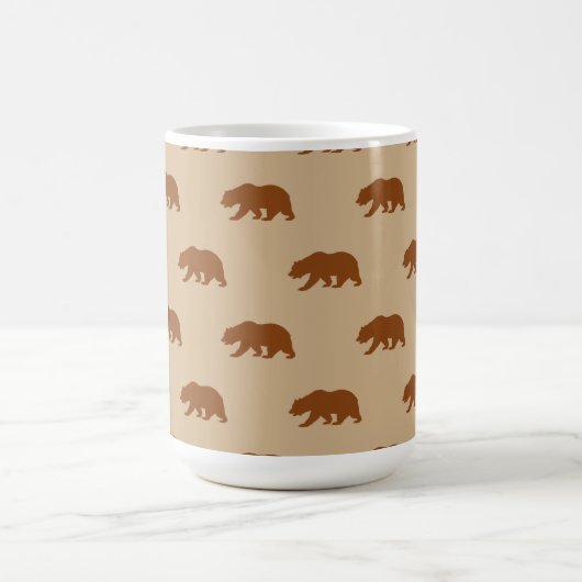 Tan und Saddle Brown Grizzles Bärmuster Kaffeetasse (Mittel)