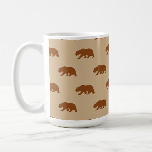 Tan und Saddle Brown Grizzles Bärmuster Kaffeetasse (Links)
