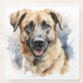 TAN UND SCHWARZ GROSSER ANATOLIAN SHEPHERHERDOG GLASUNTERSETZER (Vorderseite)