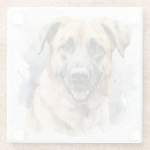 TAN UND SCHWARZ GROSSER ANATOLIAN SHEPHERHERDOG GLASUNTERSETZER (Rückseite)