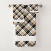 Tan und Schwarz kariert Badhandtuch Set (Insitu)