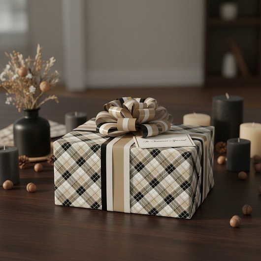 Tan und Schwarz kariert Geschenkpapier