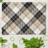 Tan und Schwarz kariert Geschirrtuch (Gefaltet)