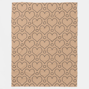Tan und Schwarze Liebe Herz und Polka Dots Muster Fleecedecke