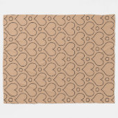 Tan und Schwarze Liebe Herz und Polka Dots Muster Fleecedecke (Vorderseite (Horizontal))