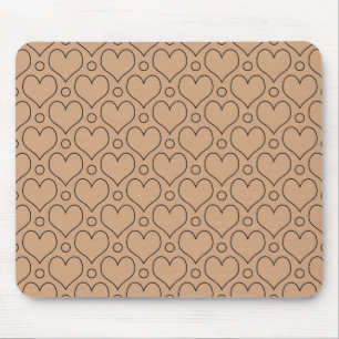 Tan und Schwarze Liebe Herz und Polka Dots Muster Mousepad