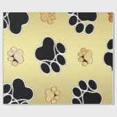 Tan und schwarze Pfoten auf goldenem Hintergrund # Geschenkpapier (Flach)