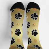 Tan und schwarze Pfoten auf goldenem Hintergrund # Socken (Oben)
