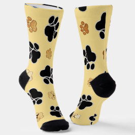 Tan und schwarze Pfoten auf goldenem Hintergrund Socken