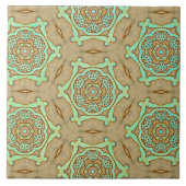 Tan und Türkis Arabesque Fliese (Vorderseite)