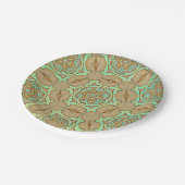Tan und Türkis Arabesque Pappteller (Schrägansicht)