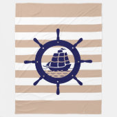 Tan und weiße Streifen mit blauem Wasserrad Fleecedecke (Vorderseite)