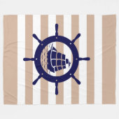 Tan und weiße Streifen mit blauem Wasserrad Fleecedecke (Vorderseite (Horizontal))