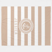 Tan und weiße Streifen mit weißem Nautikanker Fleecedecke (Vorderseite (Horizontal))