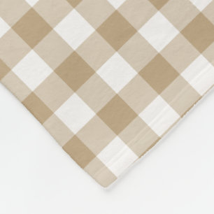 TAN und weißer Gingham überprüftes Muster Fleecedecke