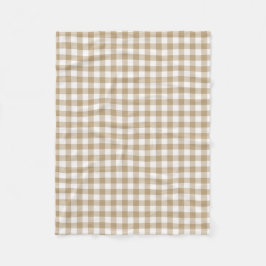 TAN und weißer Gingham überprüftes Muster Fleecedecke