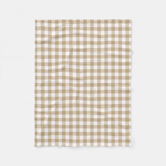 TAN und weißer Gingham überprüftes Muster Fleecedecke (Vorderseite)