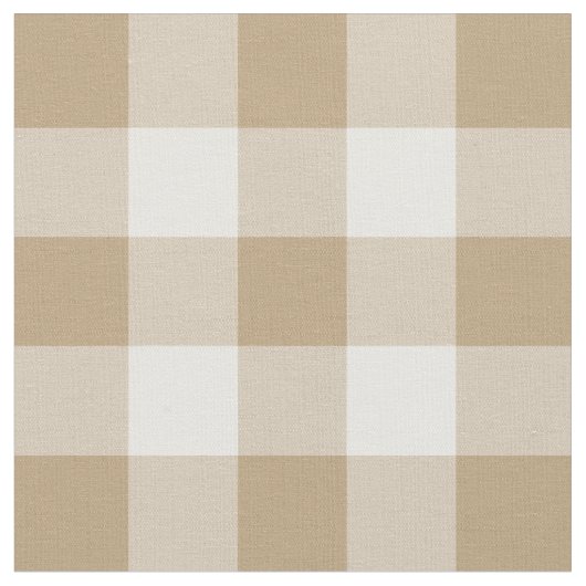 TAN und weißes Gingham-Muster-Gewebe Stoff (Nahaufnahme)