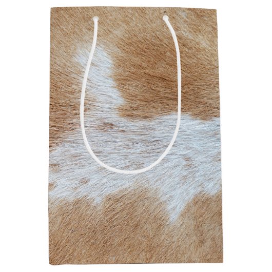 Tan und Weißes Kuhhaar Mittlere Geschenktüte (Vorderseite)