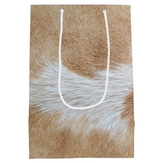 Tan und Weißes Kuhhaar Mittlere Geschenktüte (Rückseite)