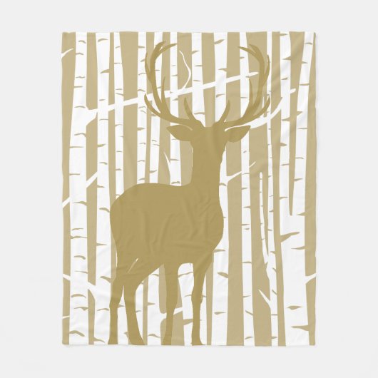Tan und White Birch Forest Woodland Fleece Blanket (Vorderseite)