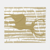 Tan und White Birch Forest Woodland Fleece Blanket (Vorderseite (Horizontal))