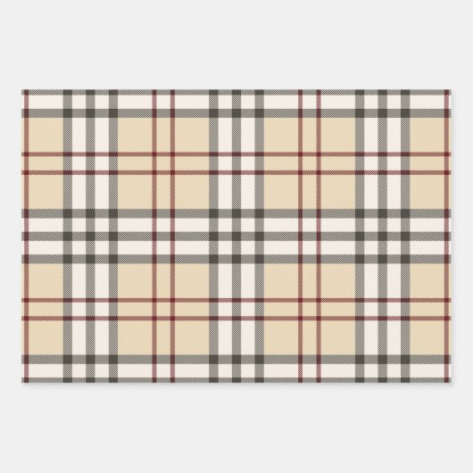 Tan und White Buffalo Kariert Gingham Geschenkpapier Set (Vorderseite 3)