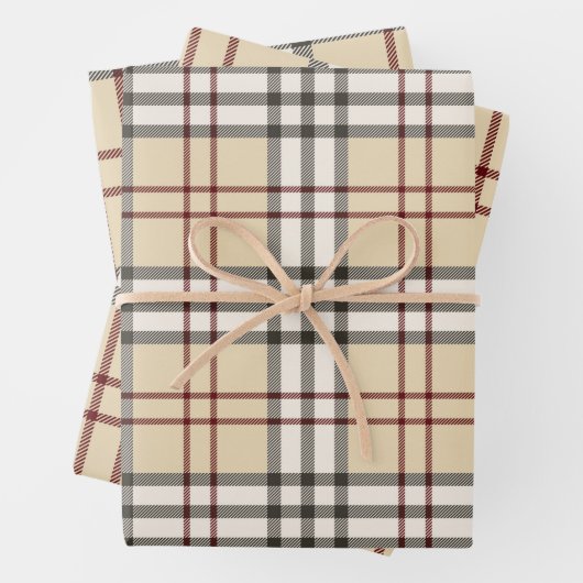 Tan und White Buffalo Kariert Gingham Geschenkpapier Set (Beispiel)