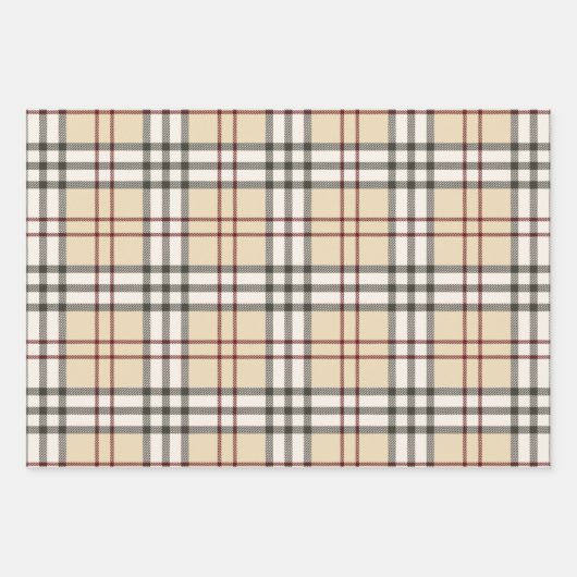 Tan und White Buffalo Kariert Gingham Geschenkpapier Set (Vorderseite)