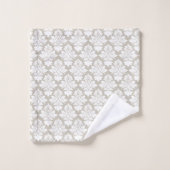 Tan und White Damask Badetuch Set (Waschlappen)