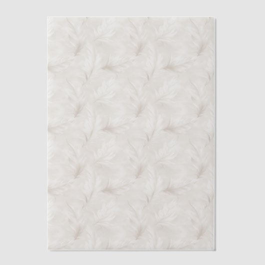 Tan und White Feathers Vellum Overlay Pergament Einladungen (Vorderseite)