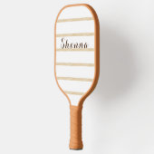 Tan und White Modern Monogram Pickleball Schläger (Links)