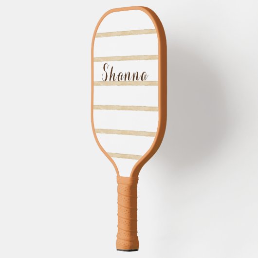 Tan und White Modern Monogram Pickleball Schläger (Links)