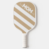 Tan und White Strip Beste Mama je Pickleball Schläger (Vorderseite)