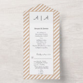 Tan und White Striped All in One Wedite Einladung (Innen Boden)