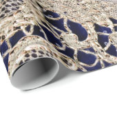 Tan Vintag Lace on Navy Geschenkpapier (Rolleneckpunkt)